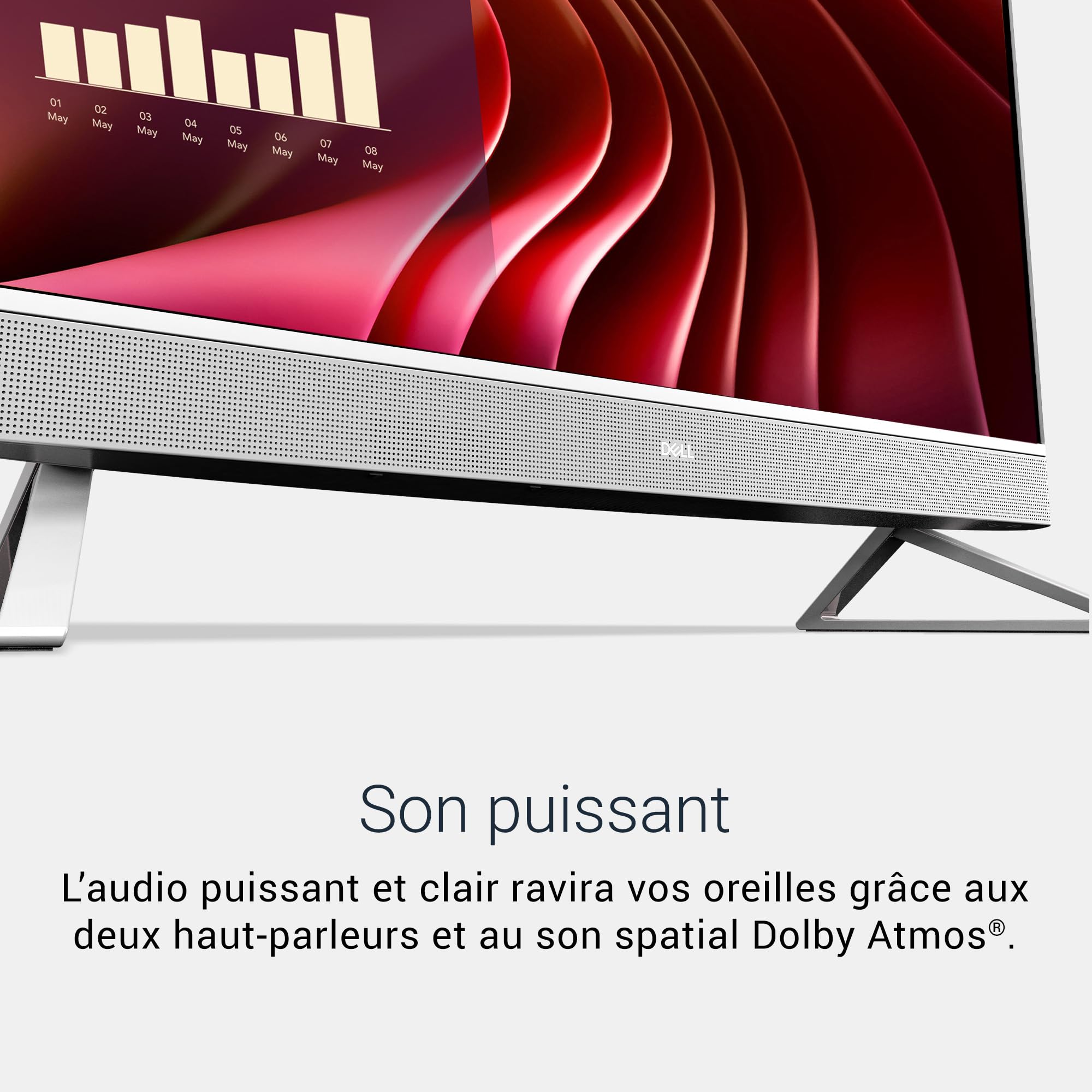 Dell 24 Tout-en-Un EC24250 Ordinateur Bureau 23,8" FHD IPS, Intel Core i5-1334U, Intel Iris XE, 16 Go RAM DDR5, 512 Go SSD, Windows 11 Home, Wi-FI 6E, Clavier & Souris sans Fil AZERTY - Argent