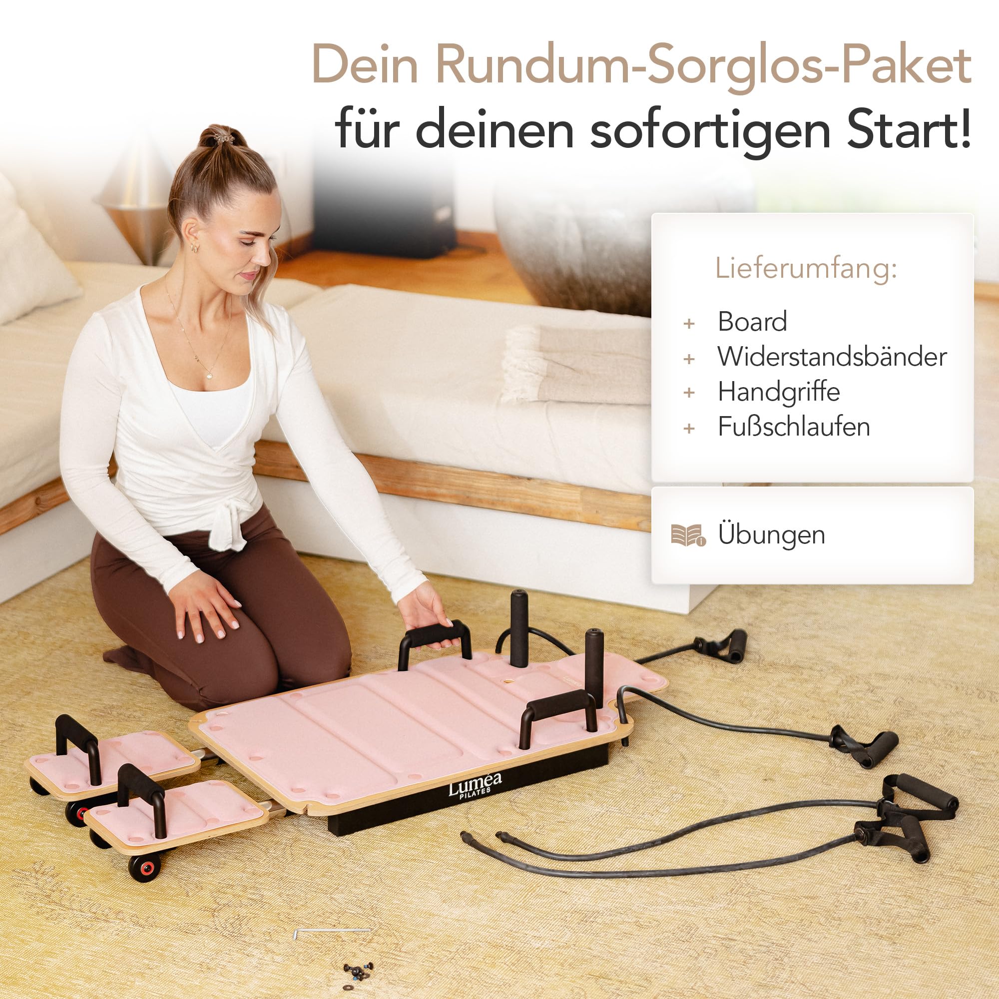 Tavola da pilates in legno | Pilates Reformer Board per la casa | Balance Board & Core Trainer | Home Gym Attrezzo fitness per addominali gambe e glutei e stabilità