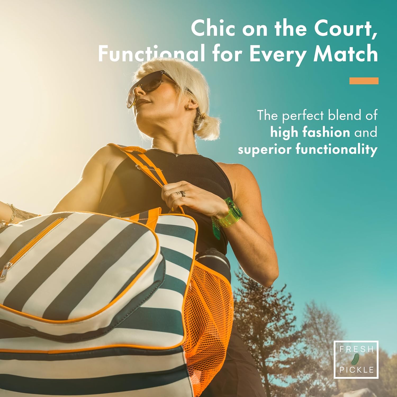 Lola Pickleball Tote Bag for Women - Designer Pickleball Bag with Paddle Storage, Zip Pockets & Shoulder Strap, Chic, Durable, Water-Resistant Pickle Ball Bags