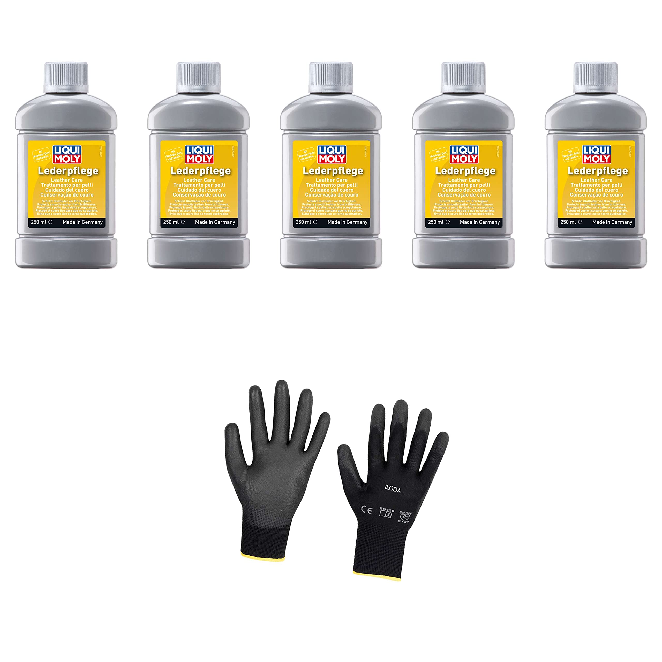 5xOriginal LM 250ml Lederpflege 1554 Schutzhandschuhe