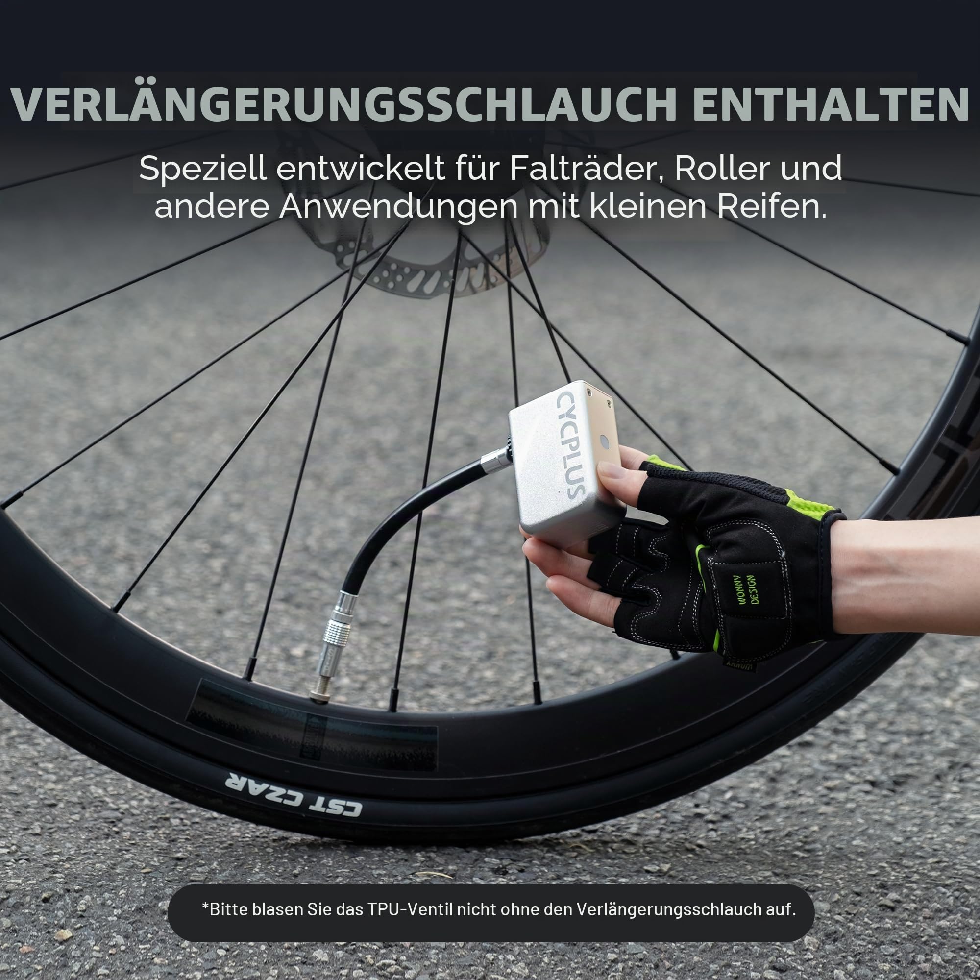 CYCPLUS AS2 Tiny E-Pump Fahrradpumpe, Tragbare, Ultrakleine 100PSI elektrische Fahrradpumpe Typ-C aufladbar Akku Minipumpen, Kein Manometer(Preisträger des EUROBIKE Award 2023)