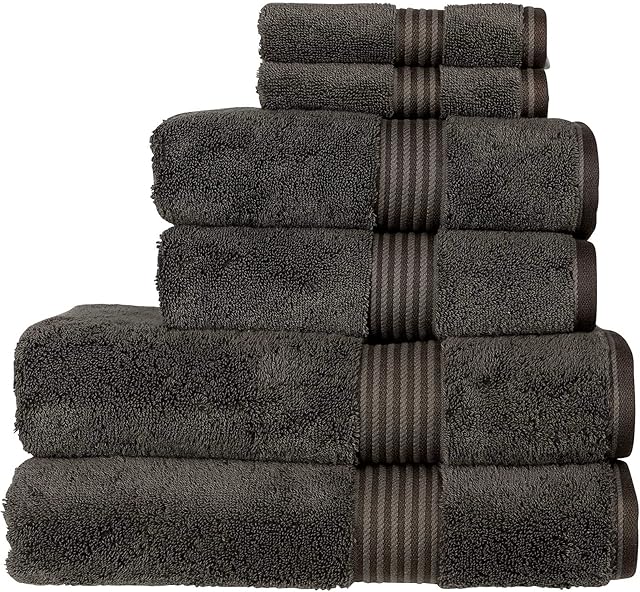 Christy Supreme Hygro 6 Piece Towel Set in Graphite 100% Supima Cotton - Luxurious & High Absorbency - Ultra Soft - 650GSM - 2 Bath, 2 Hand & 2 Face Towels