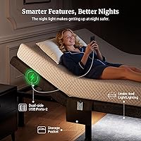 Vista 5 de Tami Tami Base de cama ajustable T600 tamaño Queen con control remoto y masaje, bases de camas eléctricas, gravedad cero, USB de doble cara