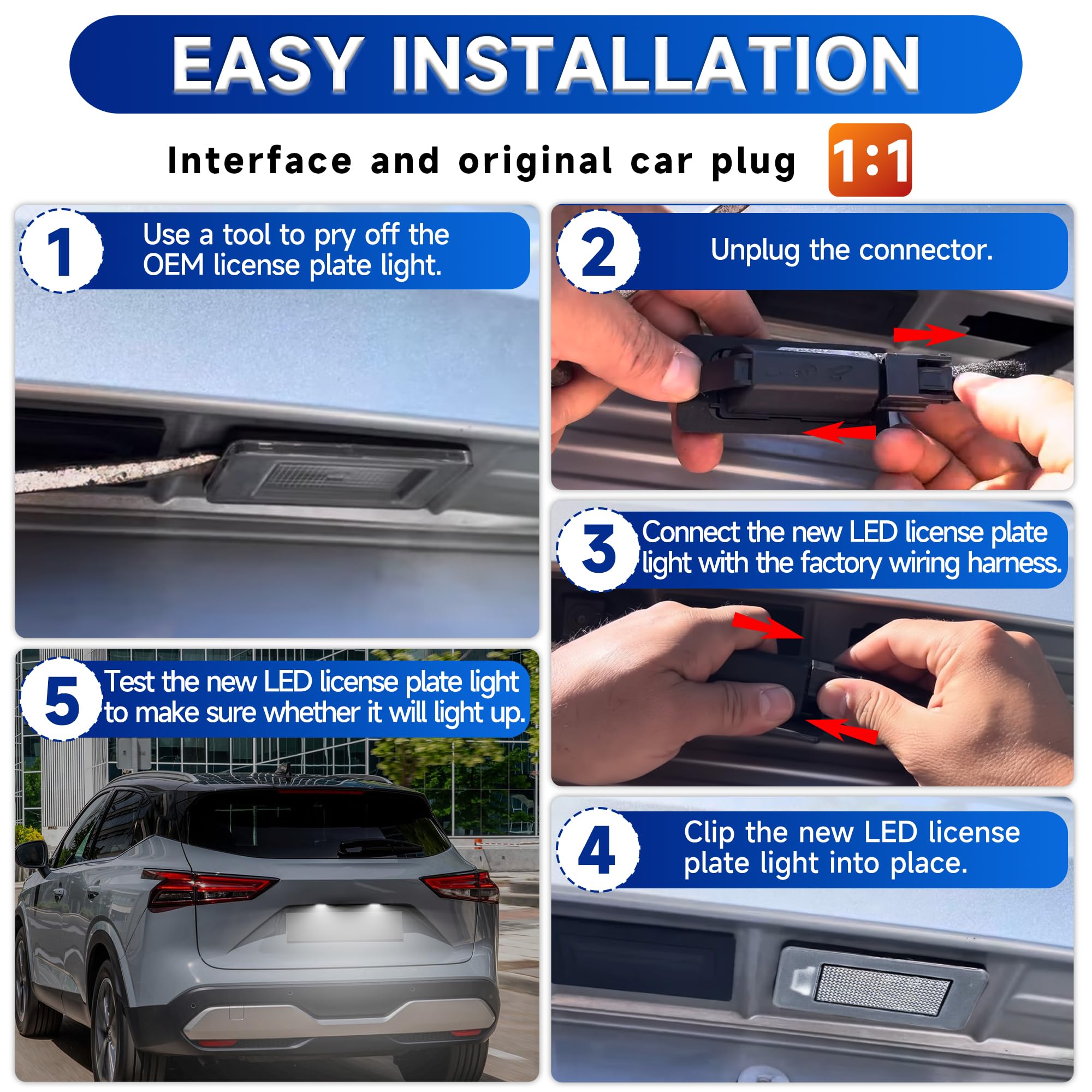 Oświetlenie LED tablicy rejestracyjnej do N-issan Altima 2019 2020 Serena C27 2016 góra Dacia Duster 2018 wzwyż. CANbus SMD Xenon biała lampa etykieta OEM 265108990E