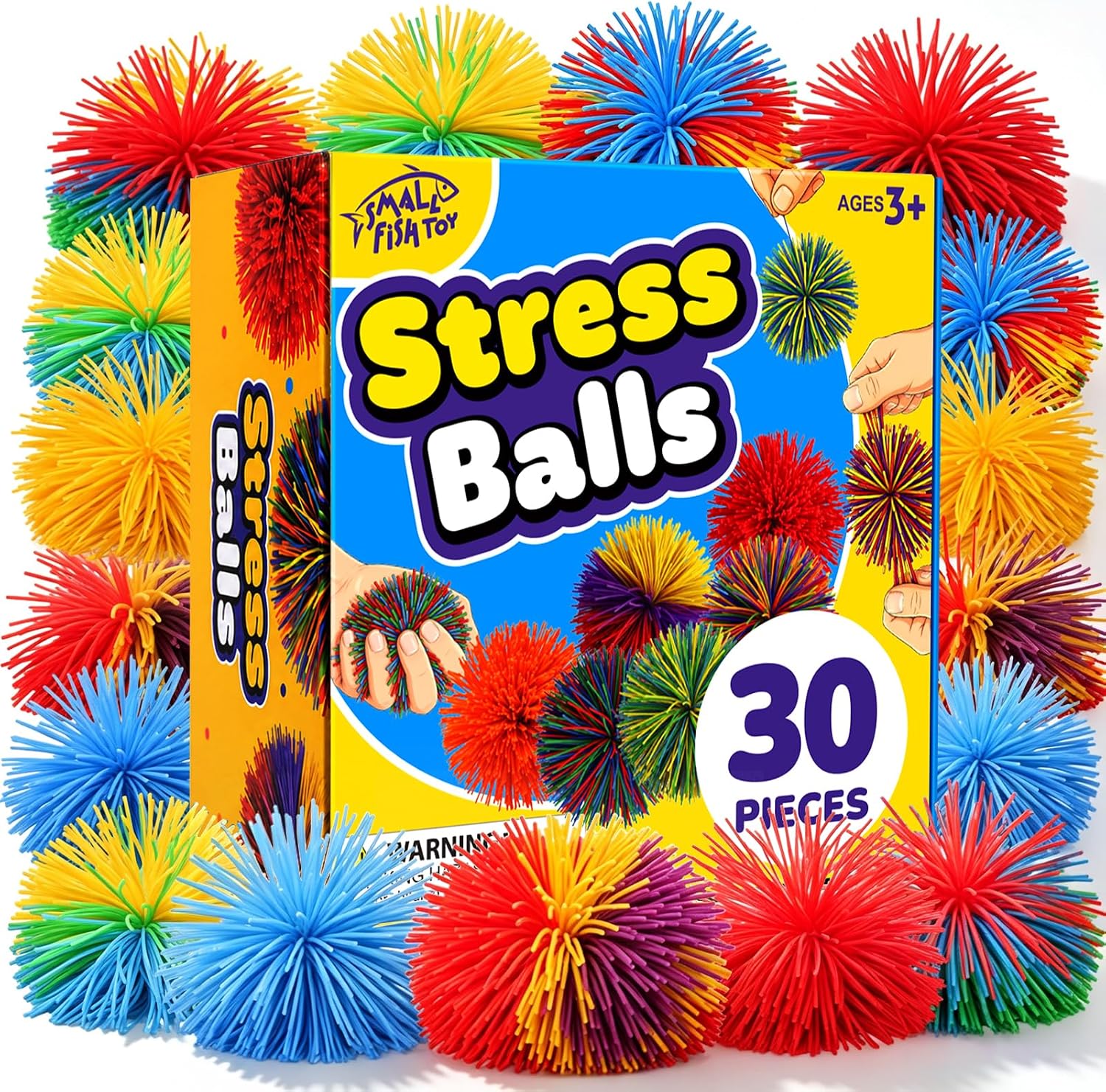 30 Pack Stringy Balls Stress Balls for Kids: 2.75 Inch Non-Odor Soft Silicone Sensory Stress Balls - Colorful Fidget Toys Bulk for Classroom Prizes, Party Favors and Gifts