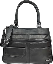 Womens Real Leather Shoulder Bag Large Size Organiser Satchel HOL3591 Black