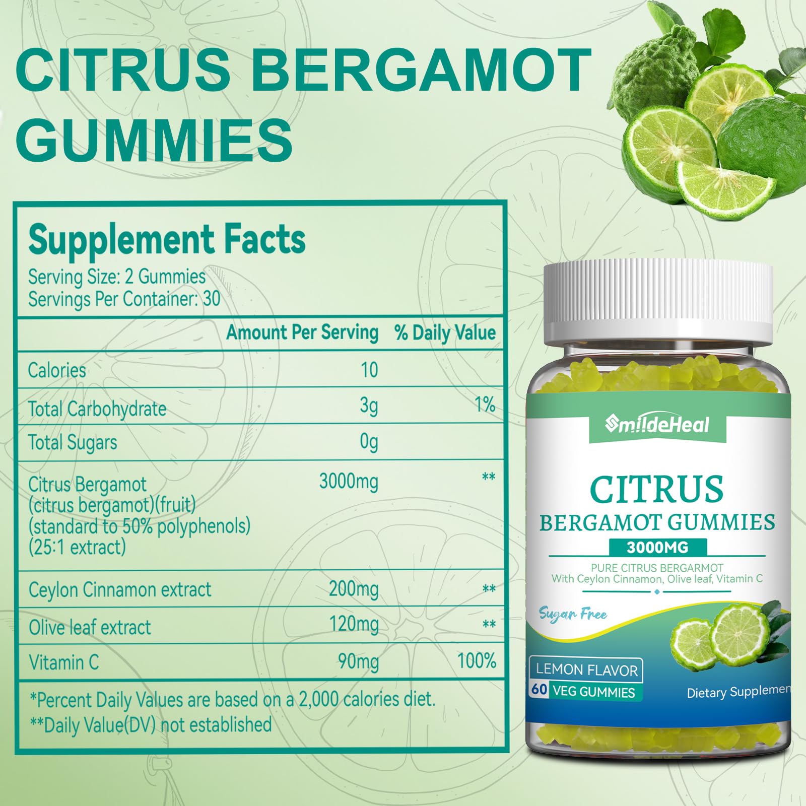 Citrus Bergamot Gummies 3000mg, Cholesterol Gummies, 60 Count — Amazon image 2