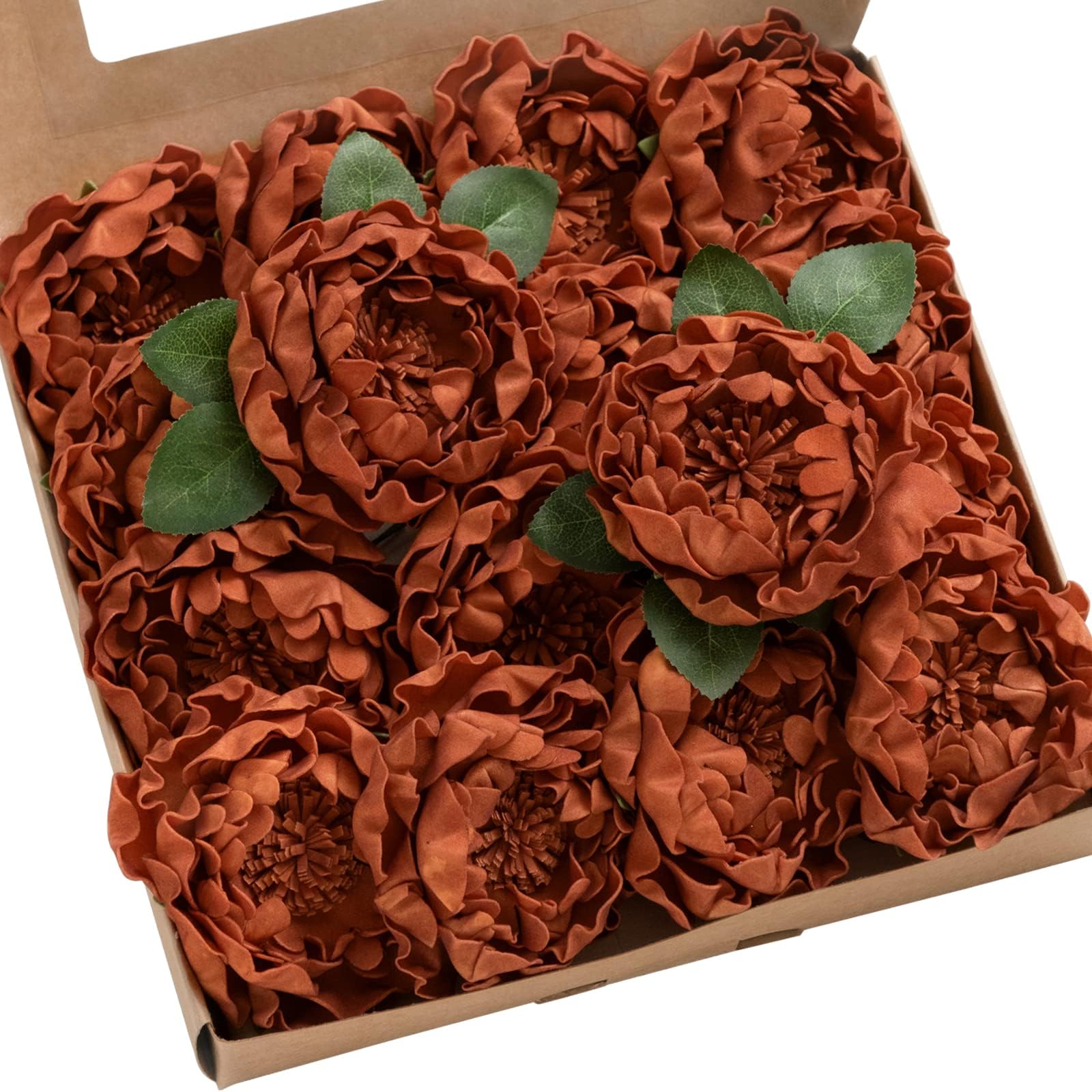 Ling's Moment Artificial Flowers Teal & Burnt Orange Ombre