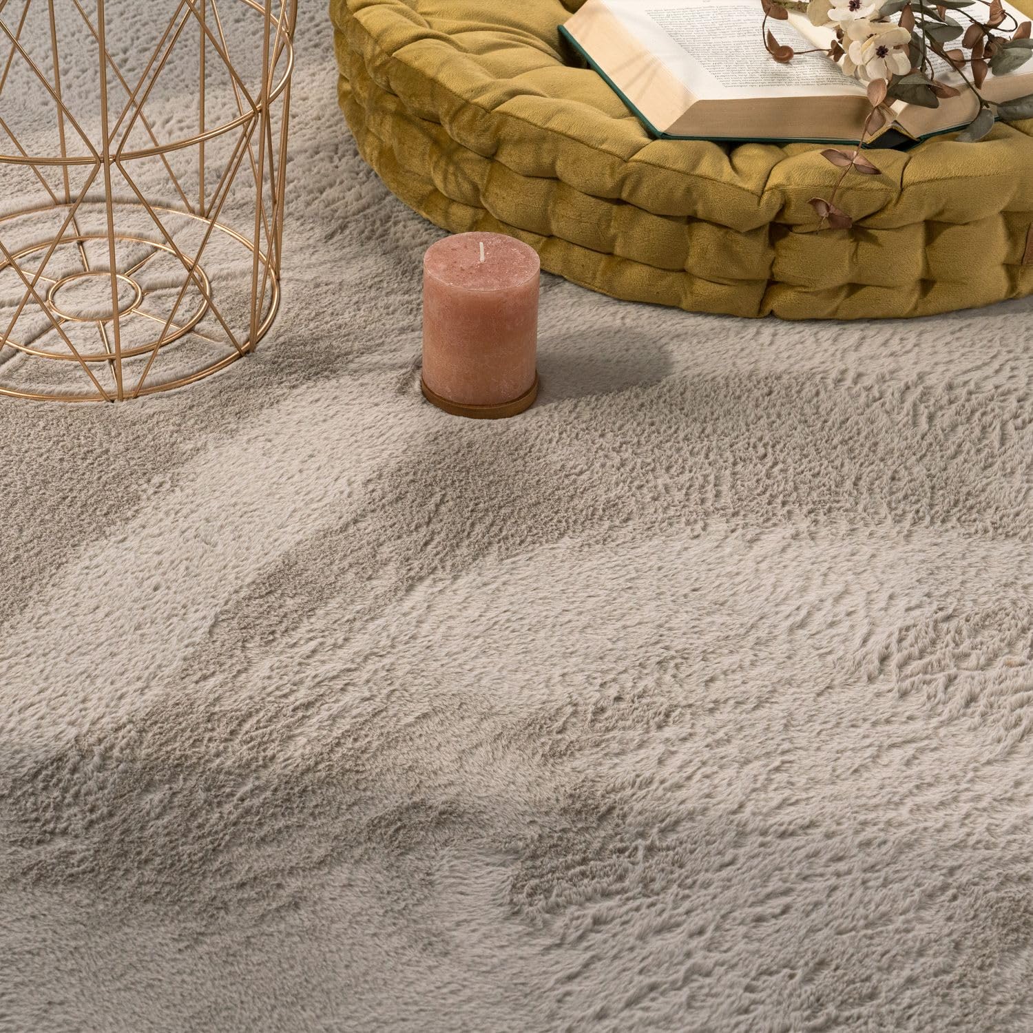 TT Home Wohnzimmer Teppich Hochflor Langflor Kunstfell Weich Modern Unifarben Flauschig, Farbe:Beige, Größe:200x280 cm