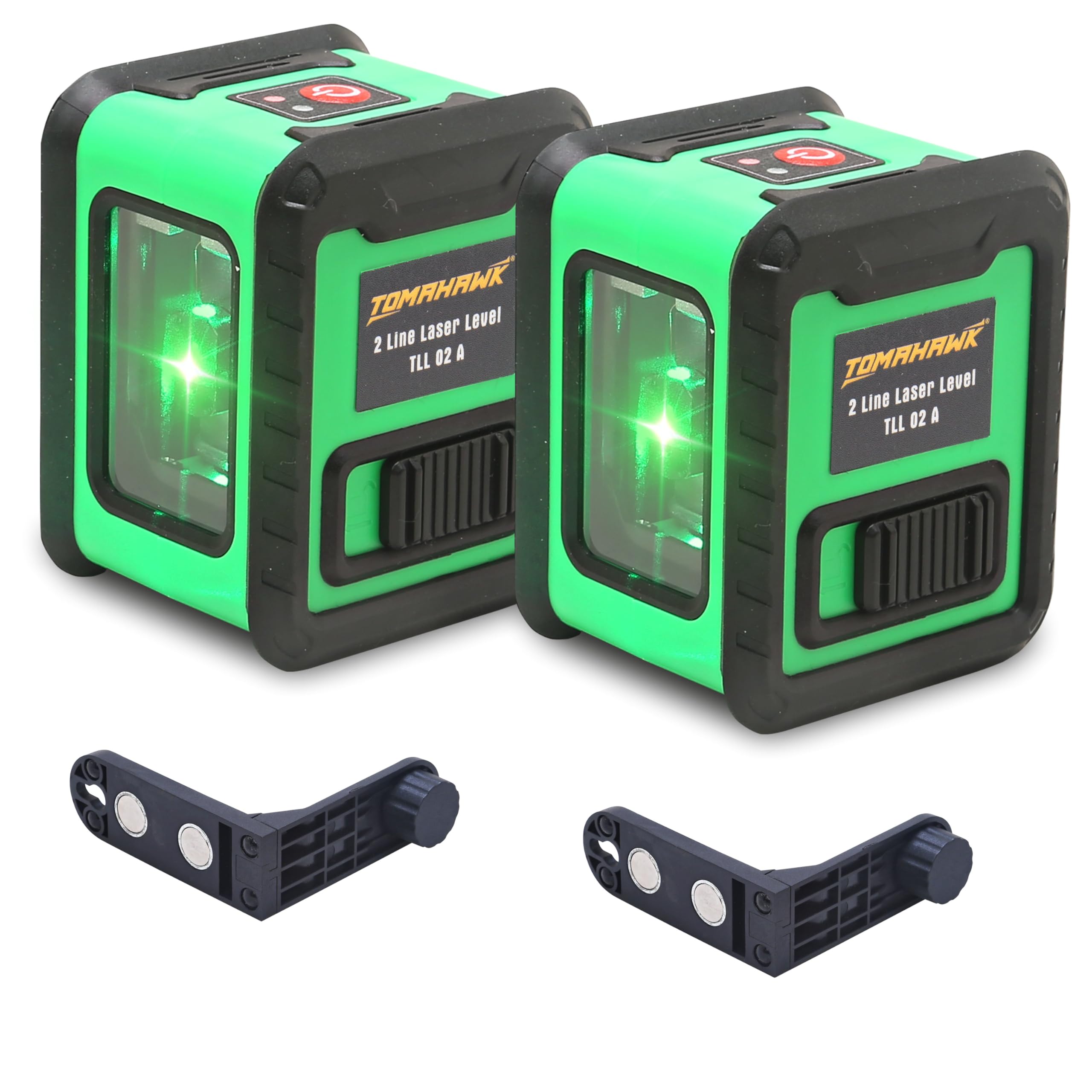 TOMAHAWK® TLL 02 - Compact 2 Green Line Laser Level - 98ft Green Cross Self-Levelling Laser Line for Construction with 360° Vertical/Horizontal Magnetic Base, Adjustable Brightness, Pack of 2-image-16
