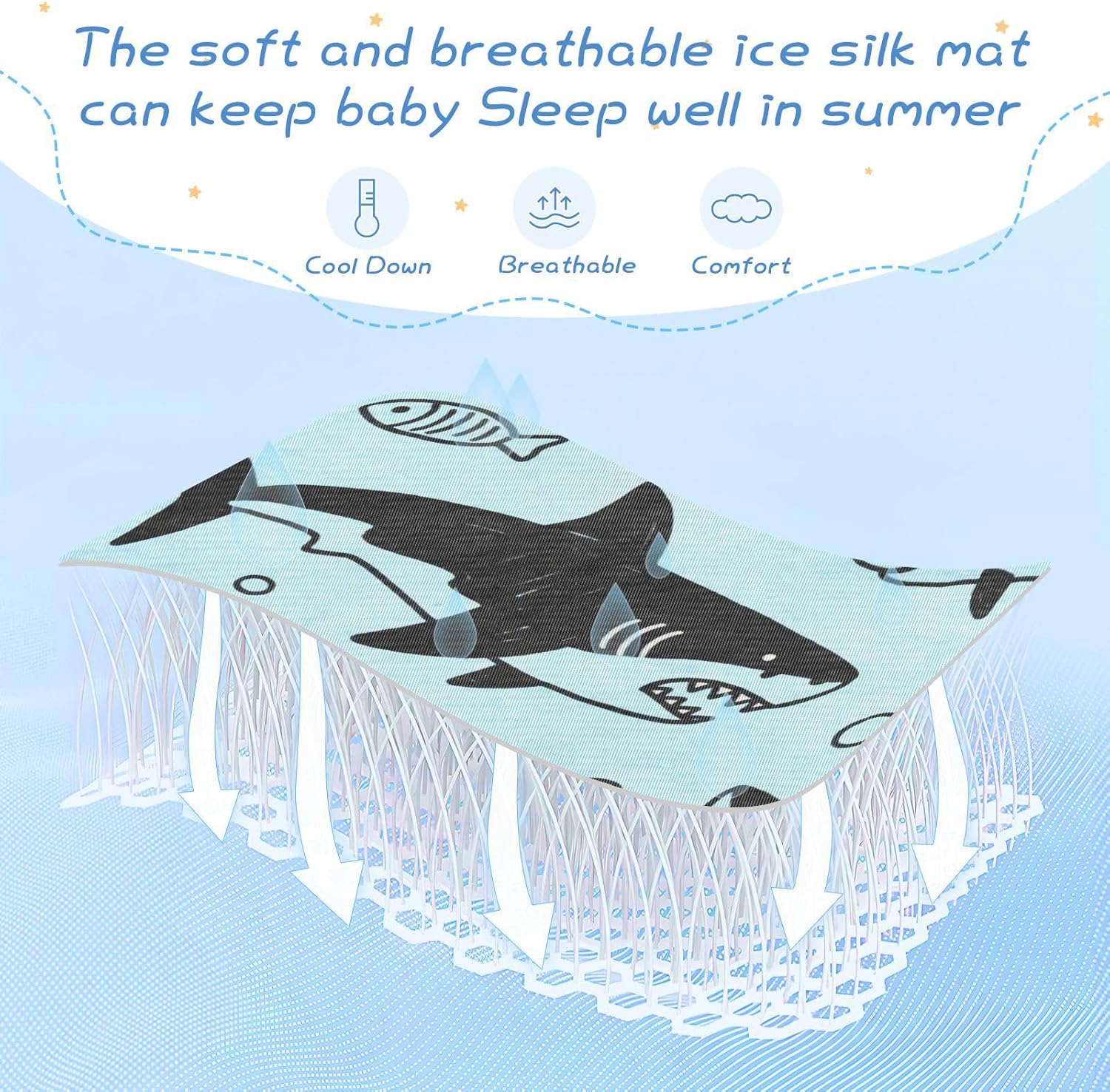 Blue Ocean Shark Fish Cooling Baby Mattress Protector Crib 28" x 52" Reusable Mattress Pads for Baby&Toddler