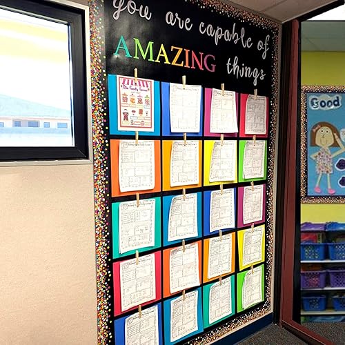 Miniatura 6 de Ceiba Tree Bordes coloridos de confeti para tablón de anuncios, borde recto de lunares coloridos, para pizarrón, pizarra, escuela, aula, oficina,