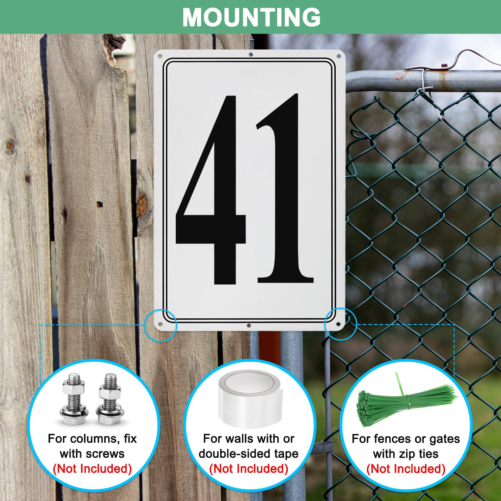 M METERXITY Aluminum Number Sign 41, 11.8 Inch House Numbers and Metal Letters, Parking Spot Letter Signs - Image 4
