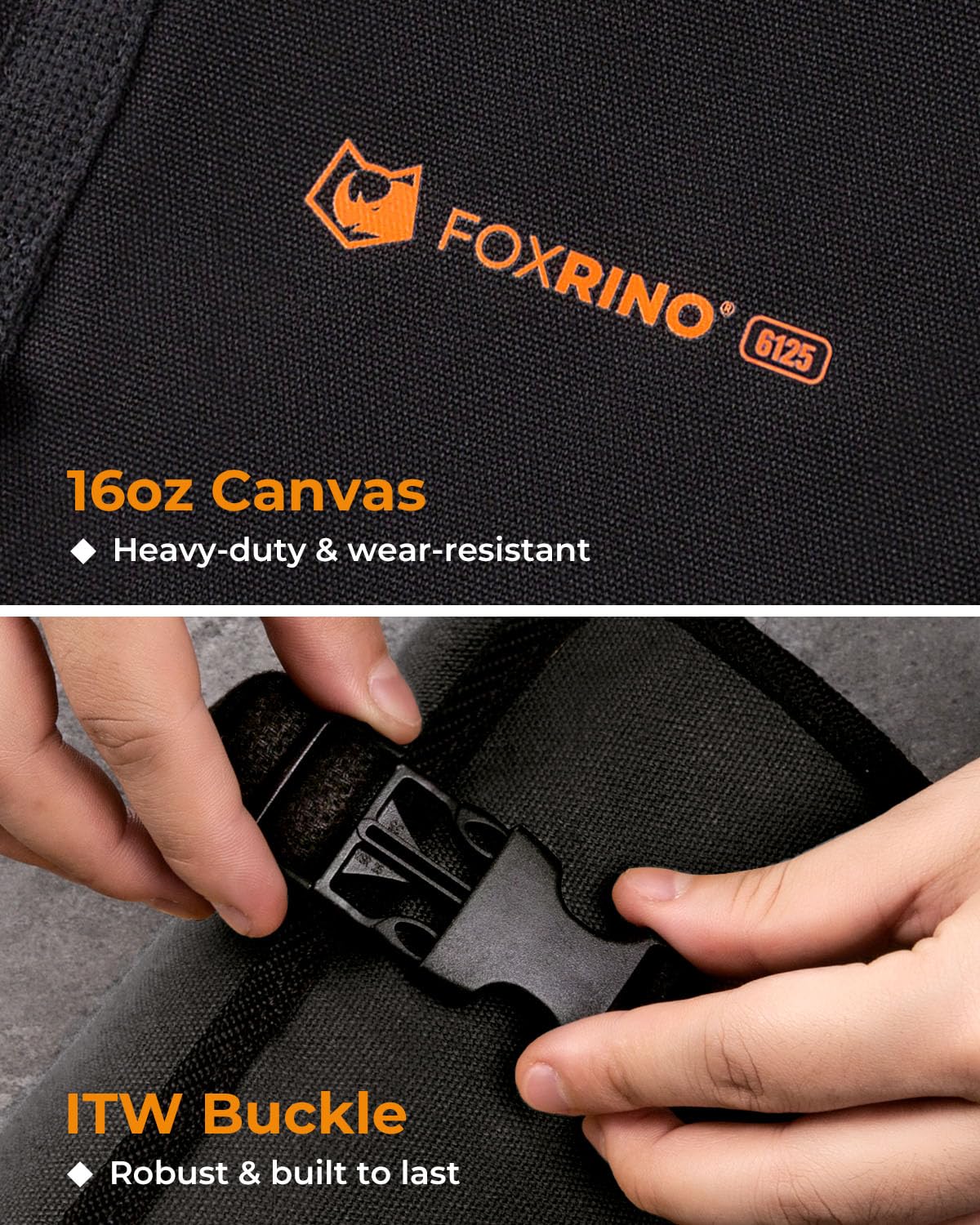 Foxrino Bolsa enrollable para llaves, bolsa enrollable para llaves, bolsa organizadora de llaves de lona resistente con 17 bolsillos para llaves combinadas SAE, bolsa enrollable de herramientas