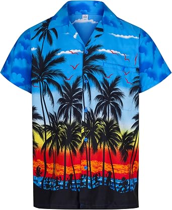 REDSTAR Mens Hawaiian Shirt Loose Fit Cruise Shirts - Short Sleeve and Button Down Hawaiian Shirt for Men with Pocket S-3XL
