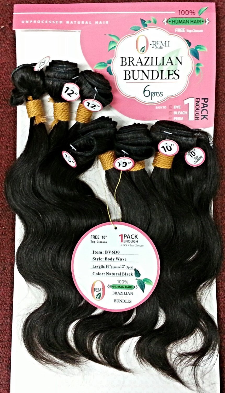 Amazon.com : Brazilian Unprocessed 6pcs Bundle Hair Remi 12  display picture 2