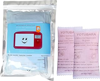 Microwave Rechargable Silica Gel Packs 50Gram [6 Packs] Silica Gel Packet, Safe Non Toxic Silica Gel Bag, Silica Gel Desiccant