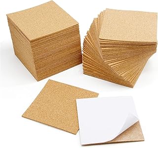 LOLYSIC 120 Pcs Cork Squares, 10x10cm/ 4x4inch Cork Boards for Walls, 3mm Thick Self Adhesive Cork Tiles, Reusable Small Cork Sheets Sticky Back Cork Coasters Tiles for DIY Crafts