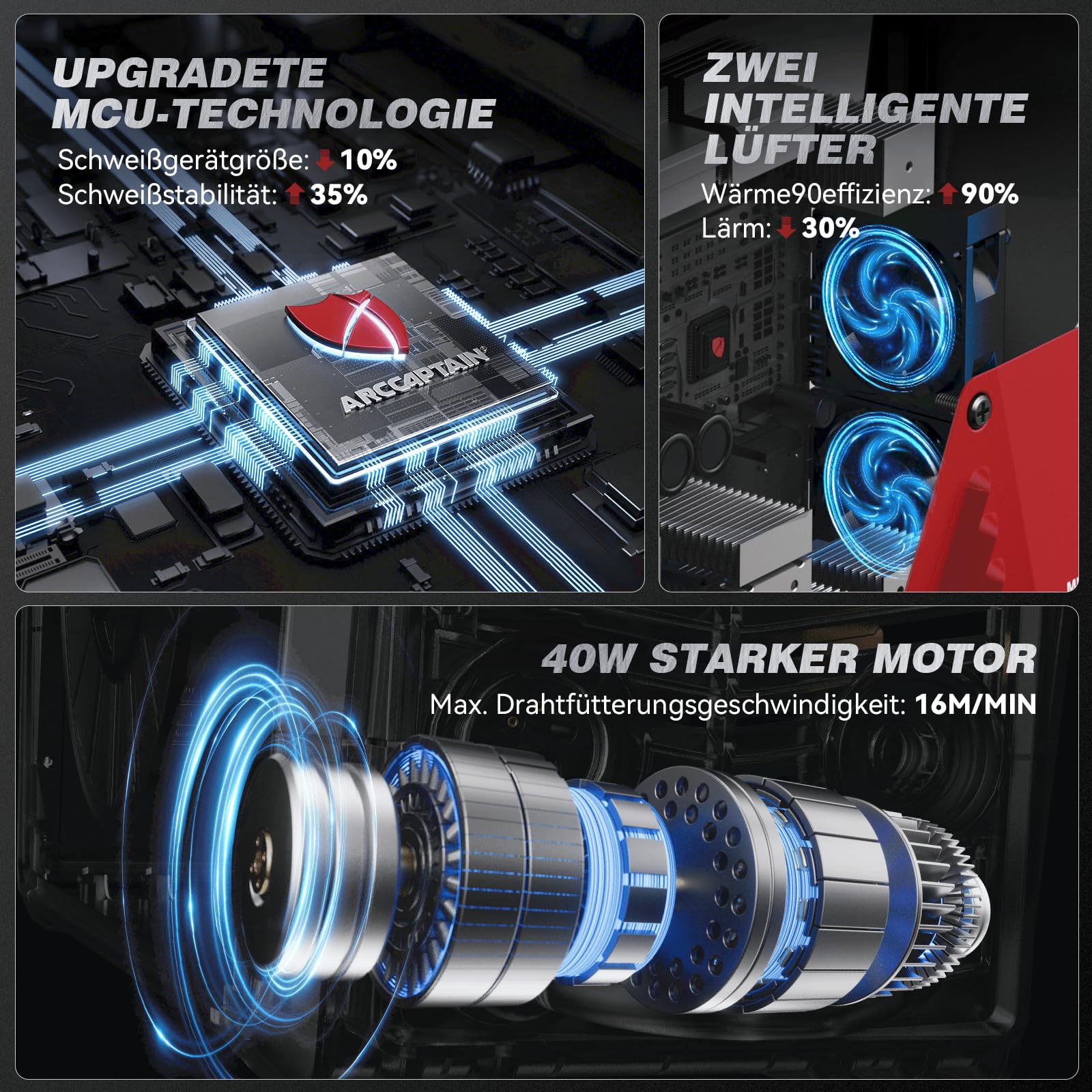 Produktbild von ARCCAPTAIN MIG205Pro – 6-in-1 MIG/MAG Schweißgerät 205A Mit App-Steuerung IControl, 230V – NEU 2026