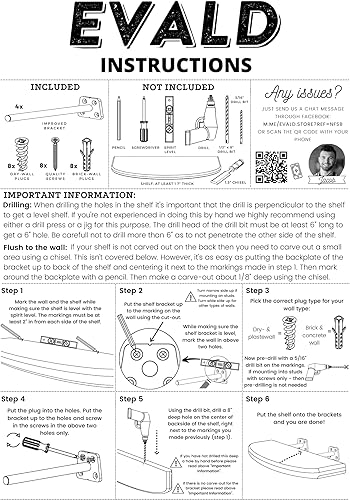 Miniatura 9 de EVALD Soporte de estante flotante mejorado  Soporte de mantel flotante de 4 pulgadas con tornillos y anclajes  Soporte de estante oculto con