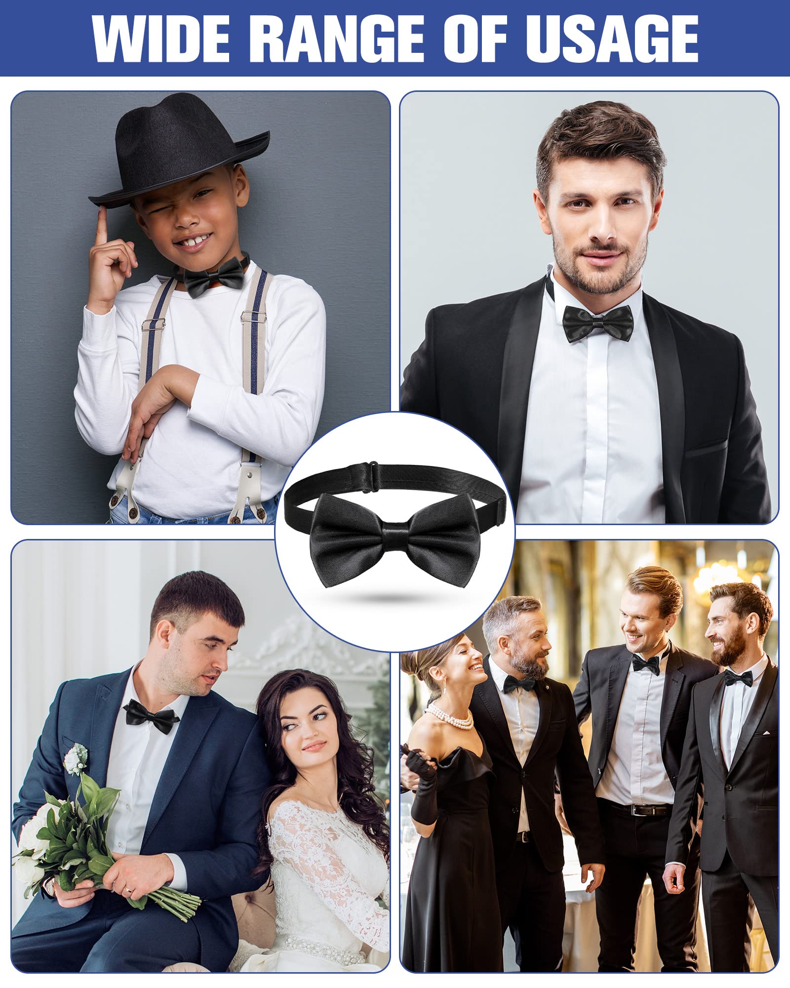 JaGely Herren-Fliegen, vorgebunden, Smoking, formell, verstellbar, Satin-Fliege für Herren, Kostüm, Hochzeit, Party, 40 Stück