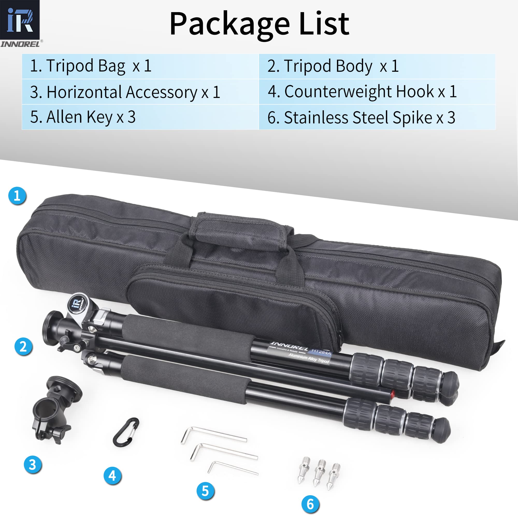 Trípode horizontal para cámara de aluminio-INNOREL HT284A con columna central giratoria de 360 grados para DSLR, vídeo, videocámara, viajes, cocina, trabajo, disparo versátil