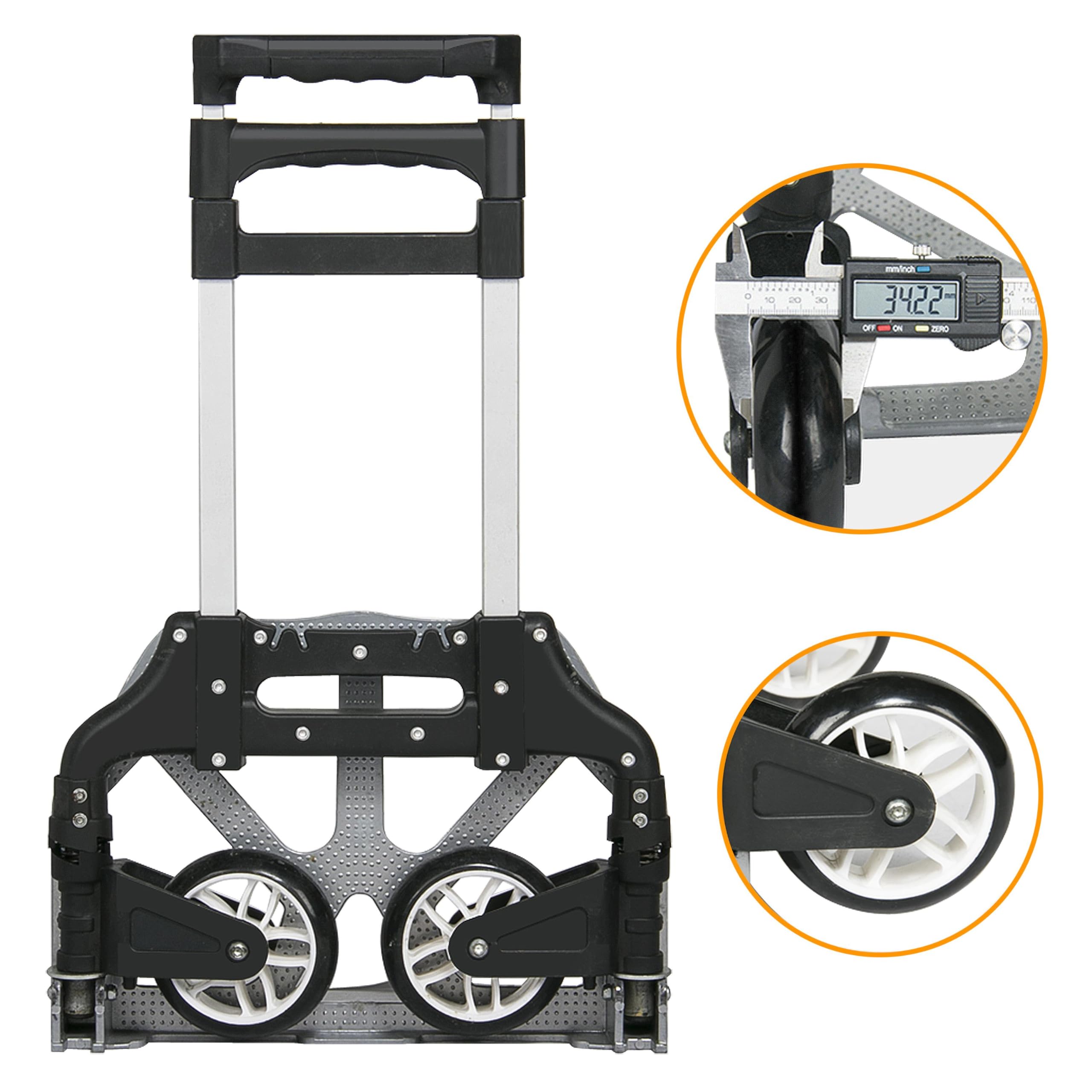 Yaheetech Carrello Portapacchi Pieghevole Carrellino Salvaspazio con Ruote in Lega di Alluminio Asta Telescopica Portata 75 kg