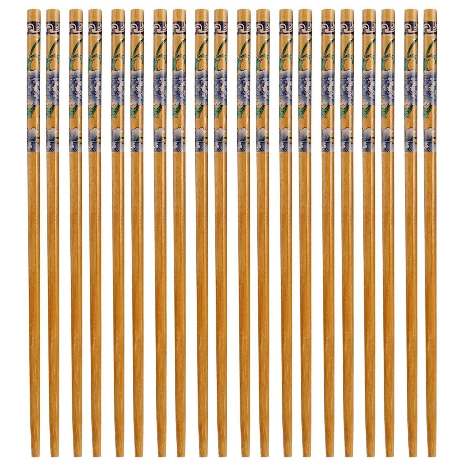 HOME REPUBLIC- 5 Pairs Chopsticks Reusable Simple Luxury Natural Bamboo Wooden Chinese Asian Classic Style 5 Pairs/Set Gift Chop Sticks (