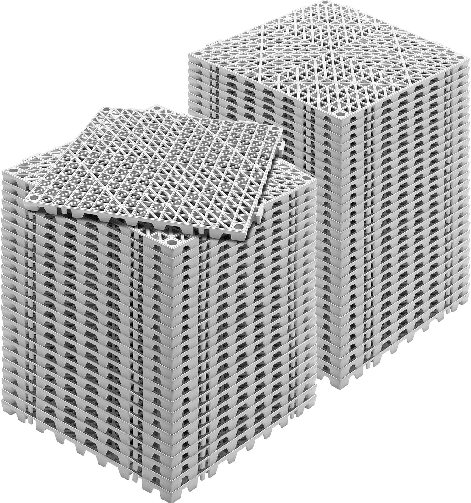 VEVOR Modular Interlocking Cushion, 55 Pack 12" x 12" Splicing Drainage Mats, Soft PVC Interlocking Drainage Floor Tiles, Non-Slip Drainage Holes for Restroom, Bathroom, Kitchen, Pool, Wet Areas, Gray