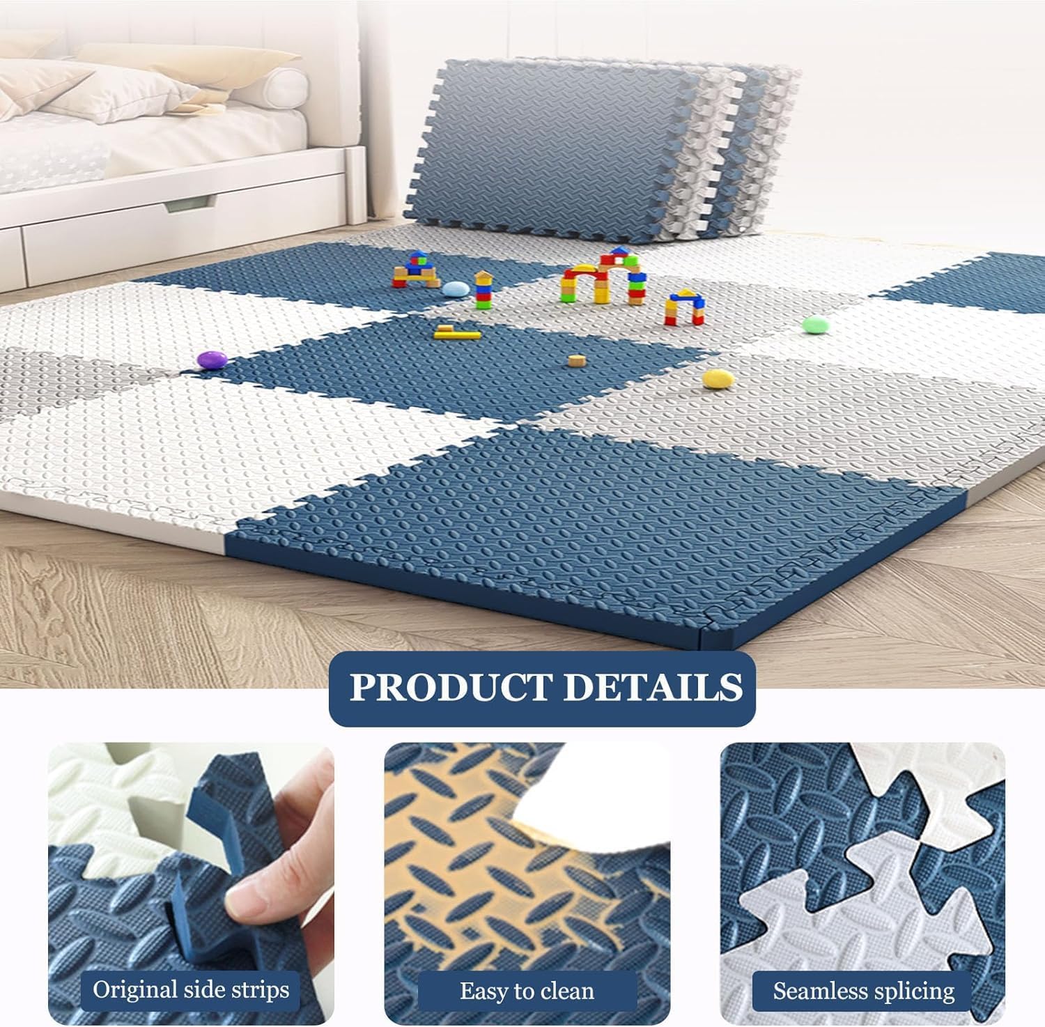 TIST 60pcs Interlocking Floor Mats Set 30x30cm EAV Soft Foam Play Mat Waterproof Surface Puzzle Mat(Red+Yellow)