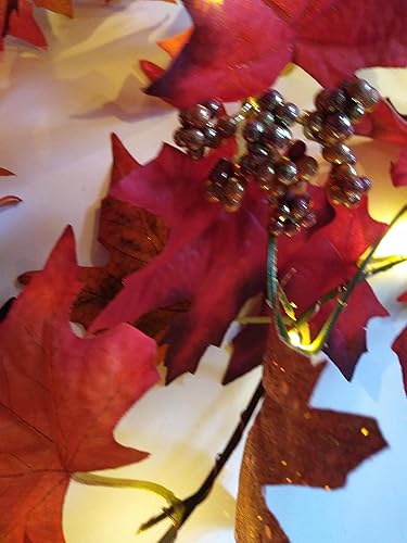 Miniatura 4 de Fall Lighted Leaves Garland 6ft Length Pre Strung with AA Powered LED Lights for Autumn Theme Decorating, Thanksgiving Table
