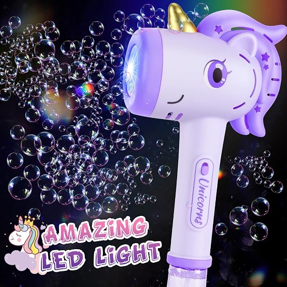 Unicorn Bubble Wand Bubble Machine Toy for Kids | Bubbles Maker with Cool Light, Toys for 3+ Year Old Girls Kid, Birthday Gifts for Age 4 5 6 7 8 Years Old, Outdoor Garden Toy