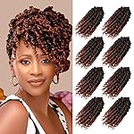 Bileaf Short Passion Twist Hair 6 Inch Pre-twisted Passion Twist Crochet Hair 8 Packs Pre Looped Crochet Passion Twist Braiding Crochet Hair for Women and Kids Bohemian Synthetic Hair Extensions T350