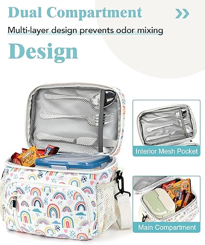 Miniatura 2 de Lonchera aislada para mujer, lonchera a prueba de fugas, bolsa suave y enfriadora, correa ajustable, lonchera reutilizable para el trabajo, oficina,