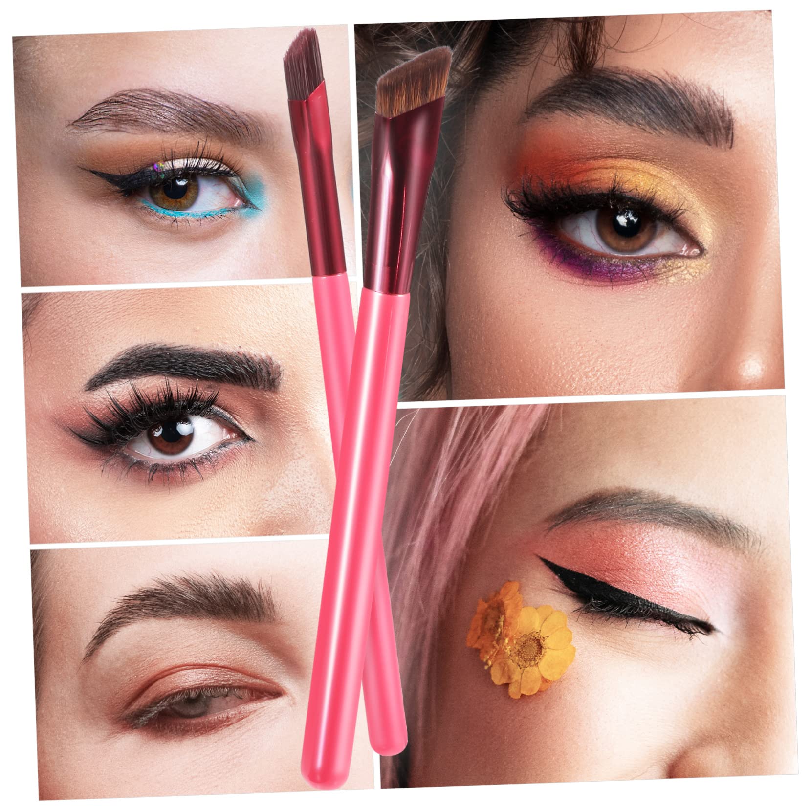 MUSISALY 3pcs Brow Brush Set for Eyebrows Realistic Angled Makeup Cosmetic Supplies