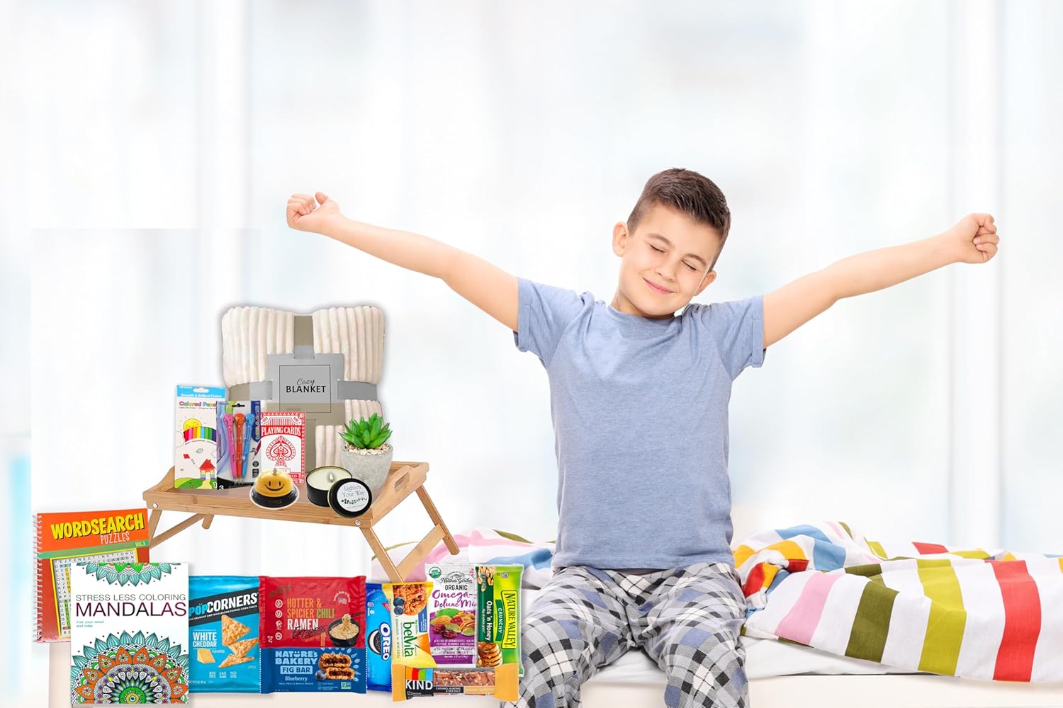 The Ultimate GET WELL soon Gift Basket | Care Package Speedy recovery gift set w/bed tray, books, snacks & blanket Feel better soon hospital gift bundle for Man, Woman, Kids Boy Girl Teenager