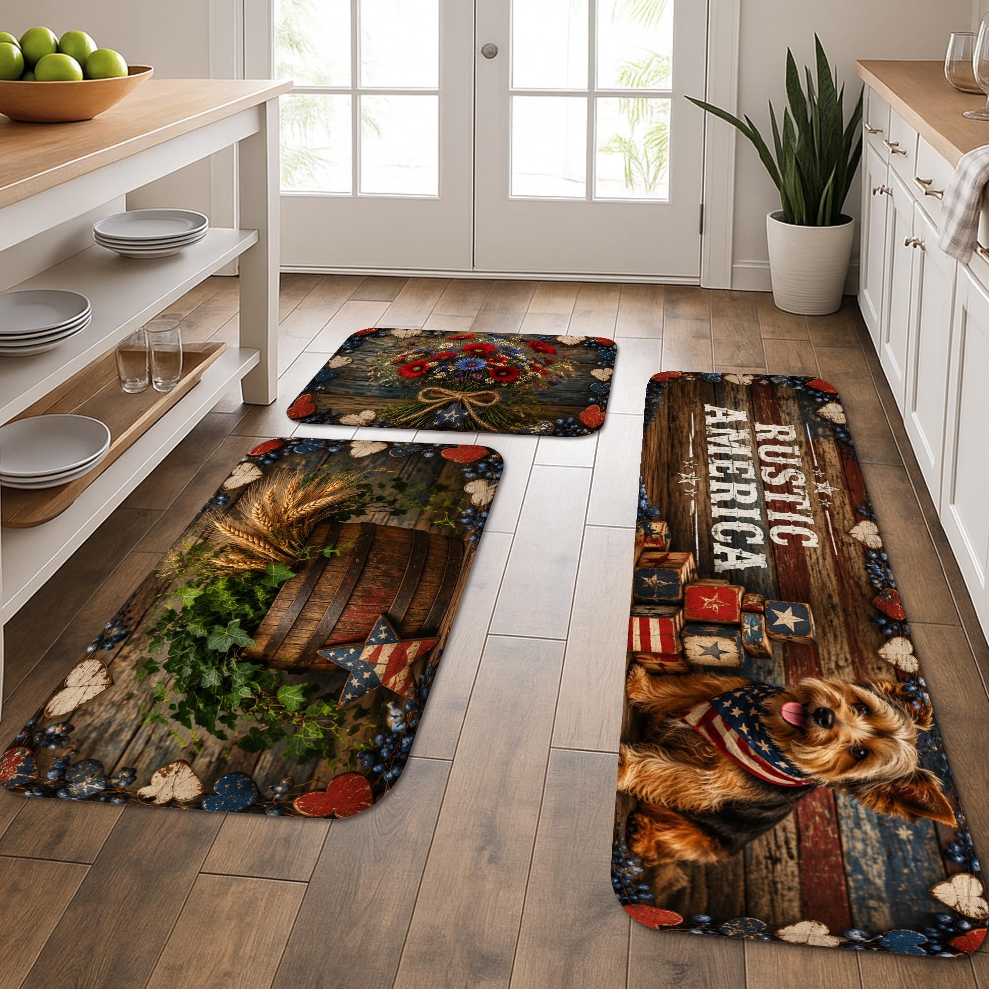Tapis de cuisine rustique lavable et confortable lot de 3 pour sol