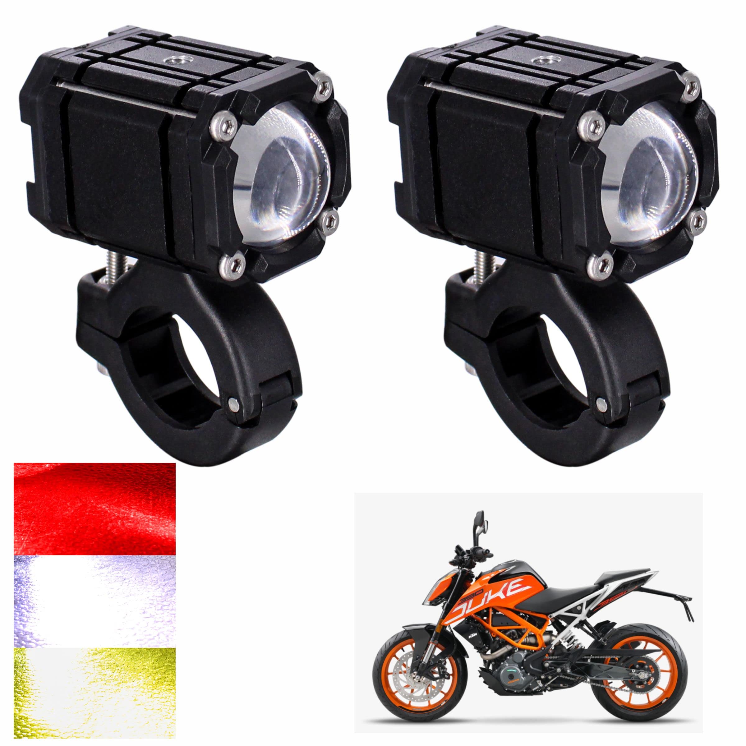 Fog Driving Lights 30W 4000 Lumen Driving Fog Off Road Lights Triple Color Mode with Flashing Waterproof (Pack of 2) For KTM 390 Duke-image-22
