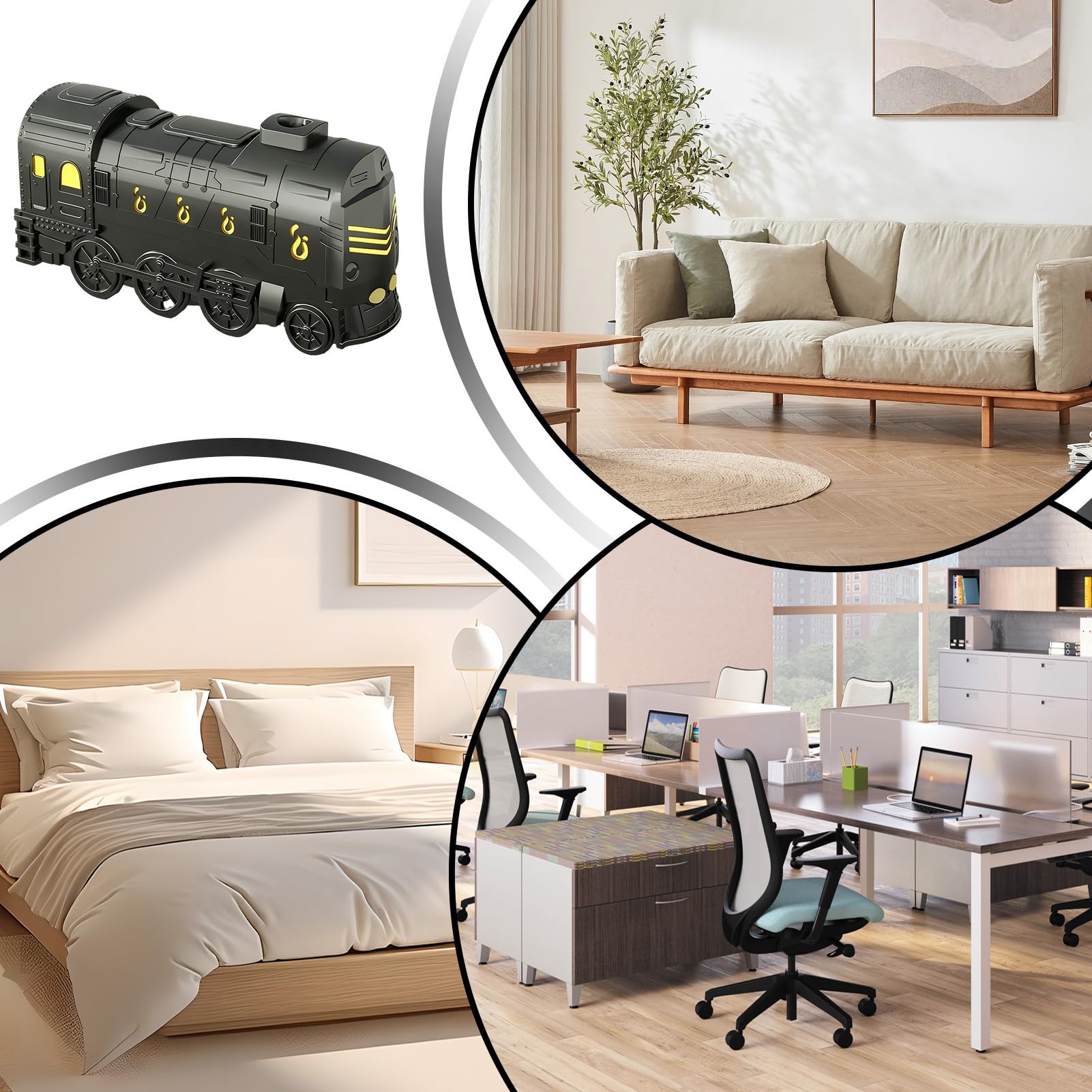 Diffuseur d'Air 7 Lumières de Couleur Train Humidificateur Décor | Humidificateur de avec Télécommande pour Maison Salon Lieu de Travail Studio de Yoga Méditation Spa Hôtel Coin