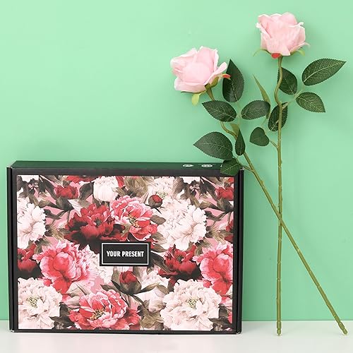 Miniatura 5 de 15 rosas artificiales de terciopelo de tacto real de un solo tallo de seda realistas, arreglos florales para el hogar, oficina, jardín, tumba,