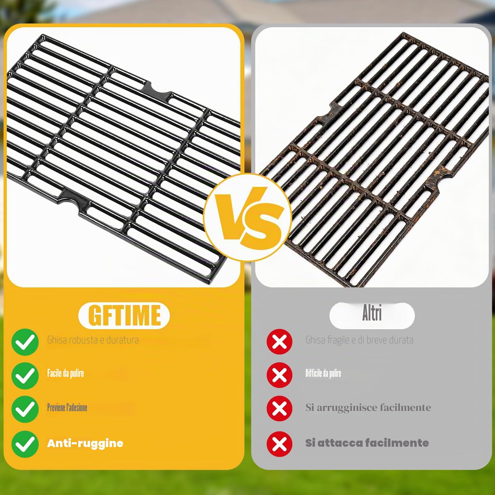 Bar.B.Q.S griglia di ricambio in ghisa 68763 per modelli selezionati di barbecue a gas: Charbroil, Kenmore e altre, set da 3 pezzi