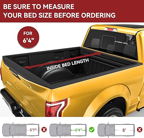 Miniatura 10 de YITAMOTOR Cubierta suave para caja de camioneta plegable cuádruple compatible con Dodge Ram 1500 2009-2023 (solo 19-23), caja Fleetside de 6.4 pies