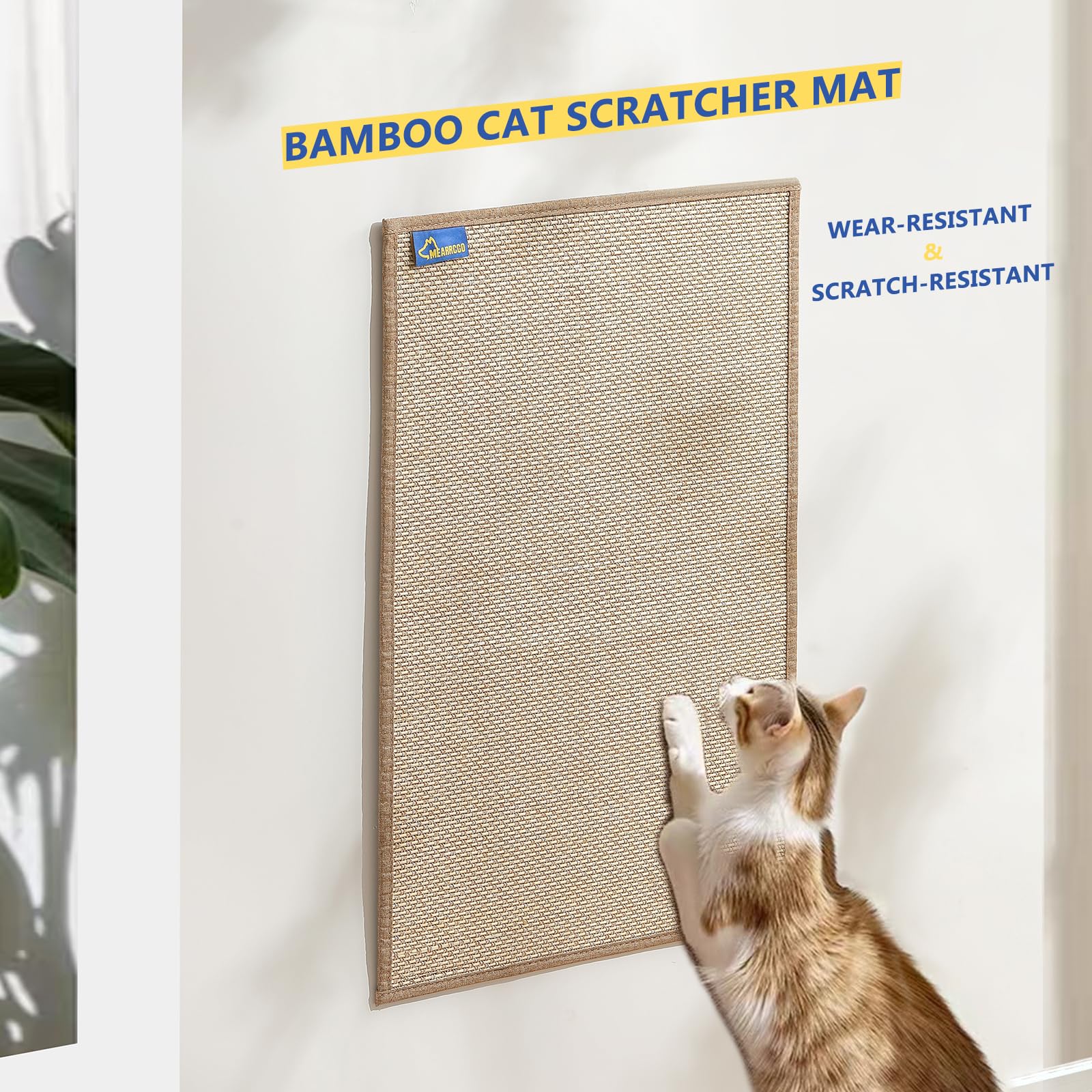 Mearrcgo Kratzmatte Katze [1 Stck] - 60 X 40 cm Aus Bambus Gewebte Katzen  Kratzmatte, Verschleifest, Krmelfrei, Mit Magischen Aufklebern und  Spiralnagel zum Schutz von Wand, Sofa, Boden, Fenster : Amazon.de: Haustier