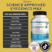 Vista 4 de EyeGenics Max Vision Support Supplement, 60 cápsulas, fórmula de salud ocular de máxima fuerza con luteína, extracto de arándano, vitaminas (1)