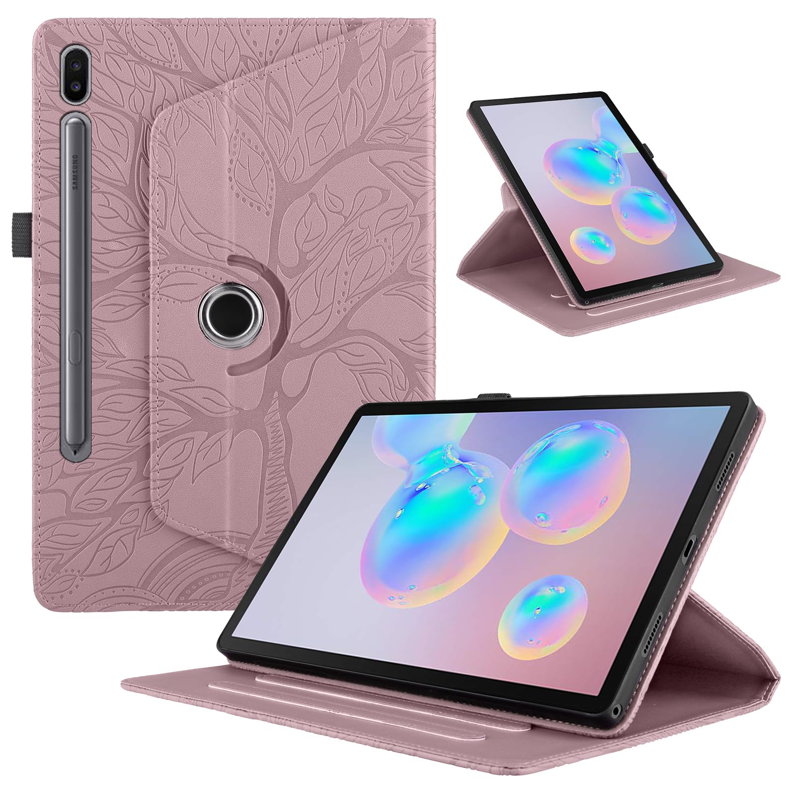 Funda para Samsung Galaxy Tab S9/ S8/ S7 11" (SM-X710/X700/T870) PU Cuero Tablets Protectora Cover 360°Carcasa Giratoria de ángulo Múltiple Stand Función Tablets Funda,Rojo Árboles — view 35