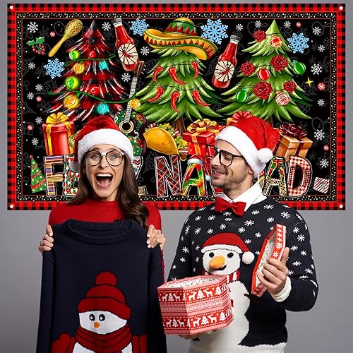 Miniatura 5 de Decoraciones de Feliz Navidad, telón de fondo para fotografía, pancarta de Navidad mexicana, decoraciones de Navidad y suministros para fiesta en el