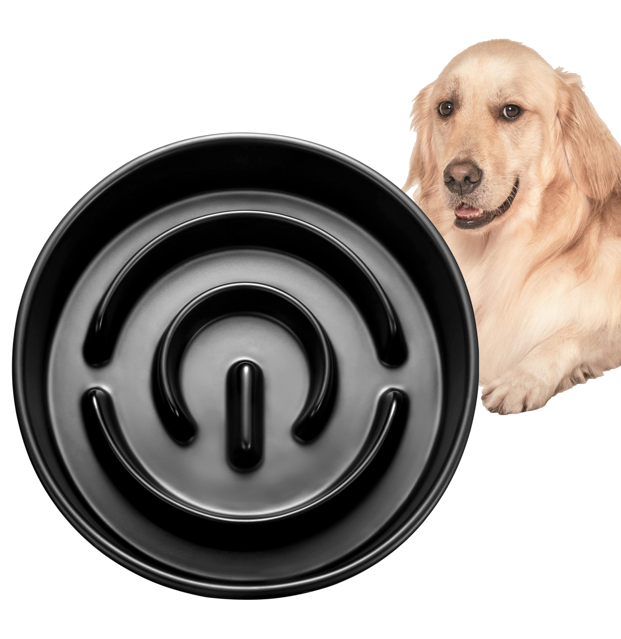 Ceramic Slow Feeder Dog Bowl for Medium and Large Breed Dog Slow Feeder Bowl for Fast Eaters Puzzle Dog Bowl to Slow Down Eating