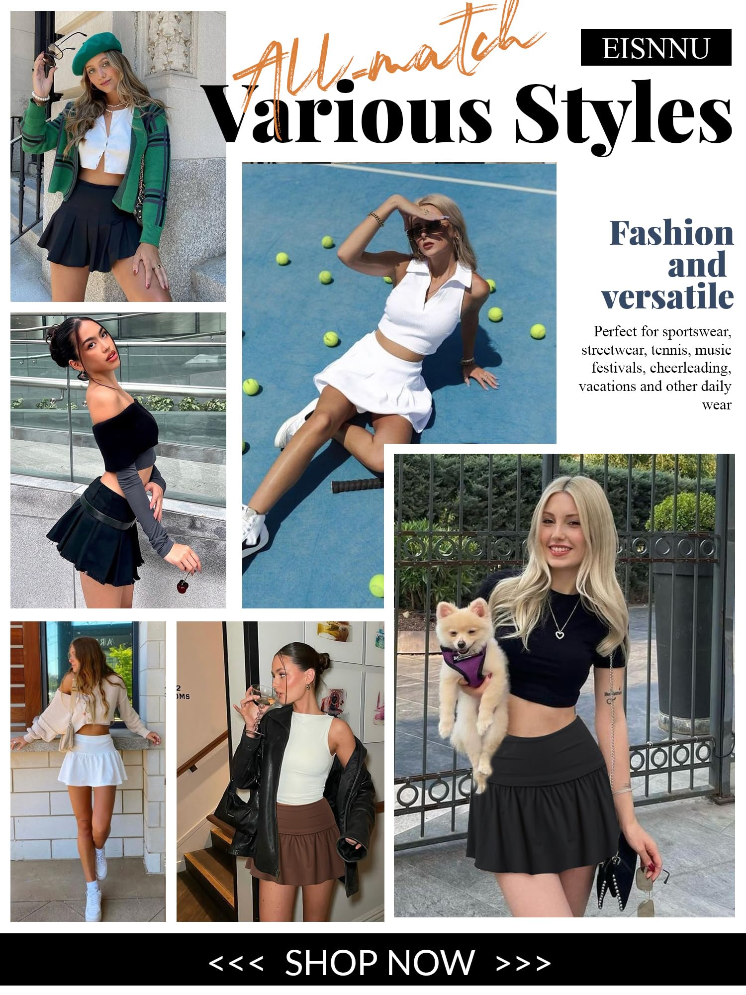 Minifaldas para Mujer Cintura Elástica Y2K Falda Corta de Tenis con Pantalones Ropa de Calle
