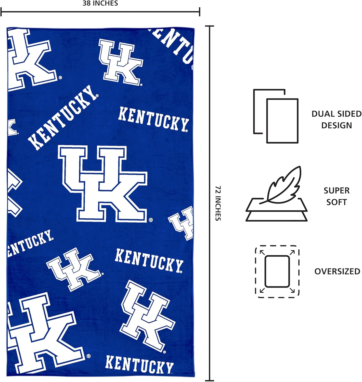 FANMATS NCAA Reversible Beach Towel — Oversized 38” x 72” | Reversible Team Design | Jacquard Material