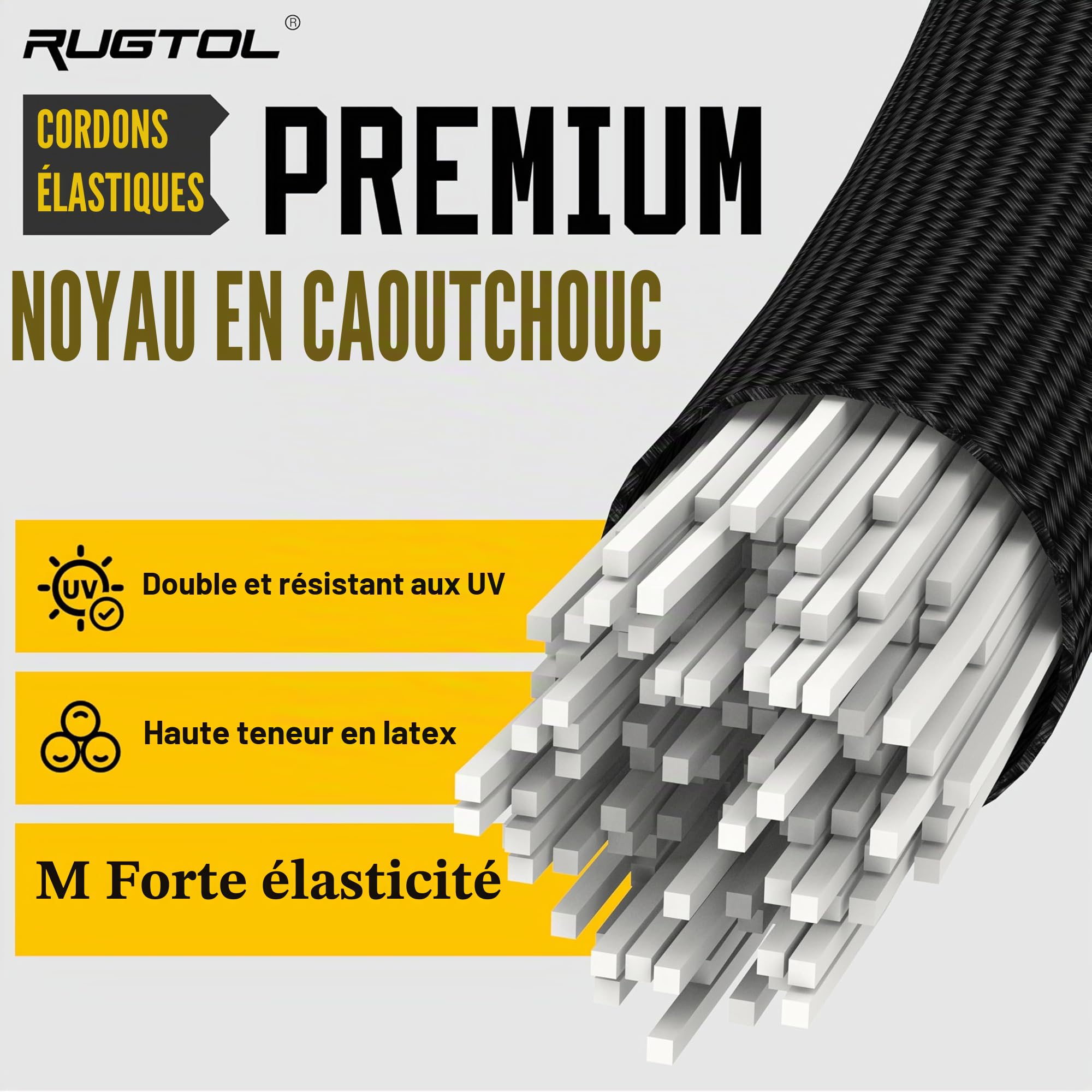 Réglables Tendeurs Élastiques avec Mousqueton, 6 Pcs 100% Latex Tendeur Élastique Robuste 120CM, Résistant aux Rayons UV Sandow Elastique avec Crochets pour Camping, Bâches, Tentes, Bagages, Moto
